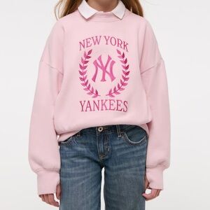 Abercrombie Kids New York Yankees Pink Embroidered Sweatshirt Girls Size 15/16